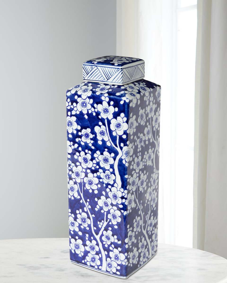 Imperial Ceramic Floral Square Jar, Large